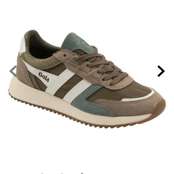 NIB Gola Chicago sneakers khaki/cappuccino/ off white US size 8 - Picture 12 of 13